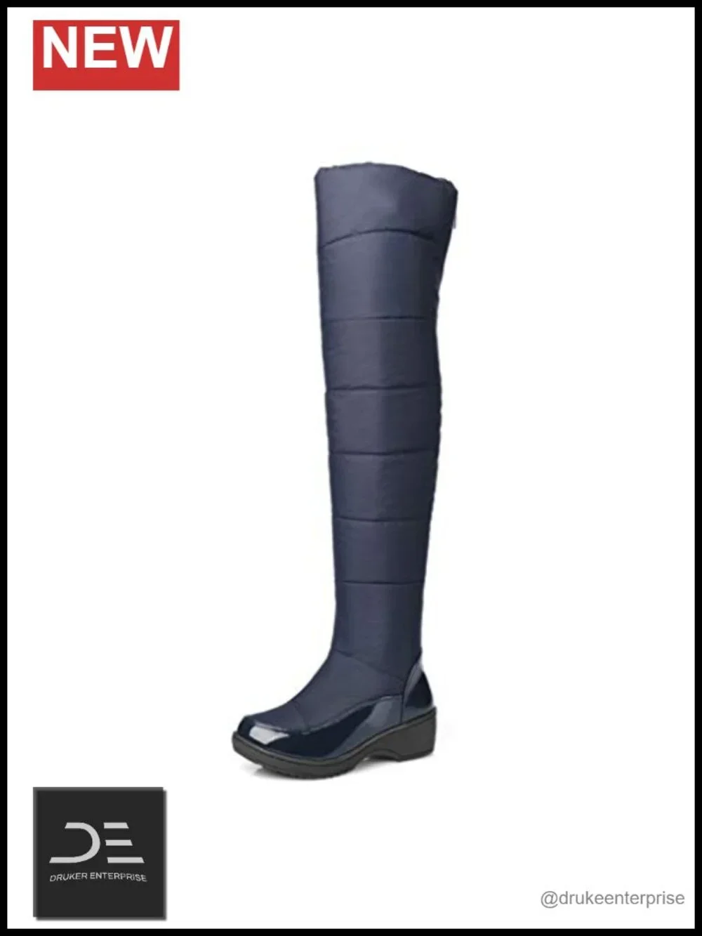 Women's Over Knee Snow Boots Waterproof Fur Lined Mid Heel Wide Calf Zip Winter